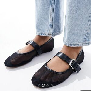 Black Mesh Ballet Flats